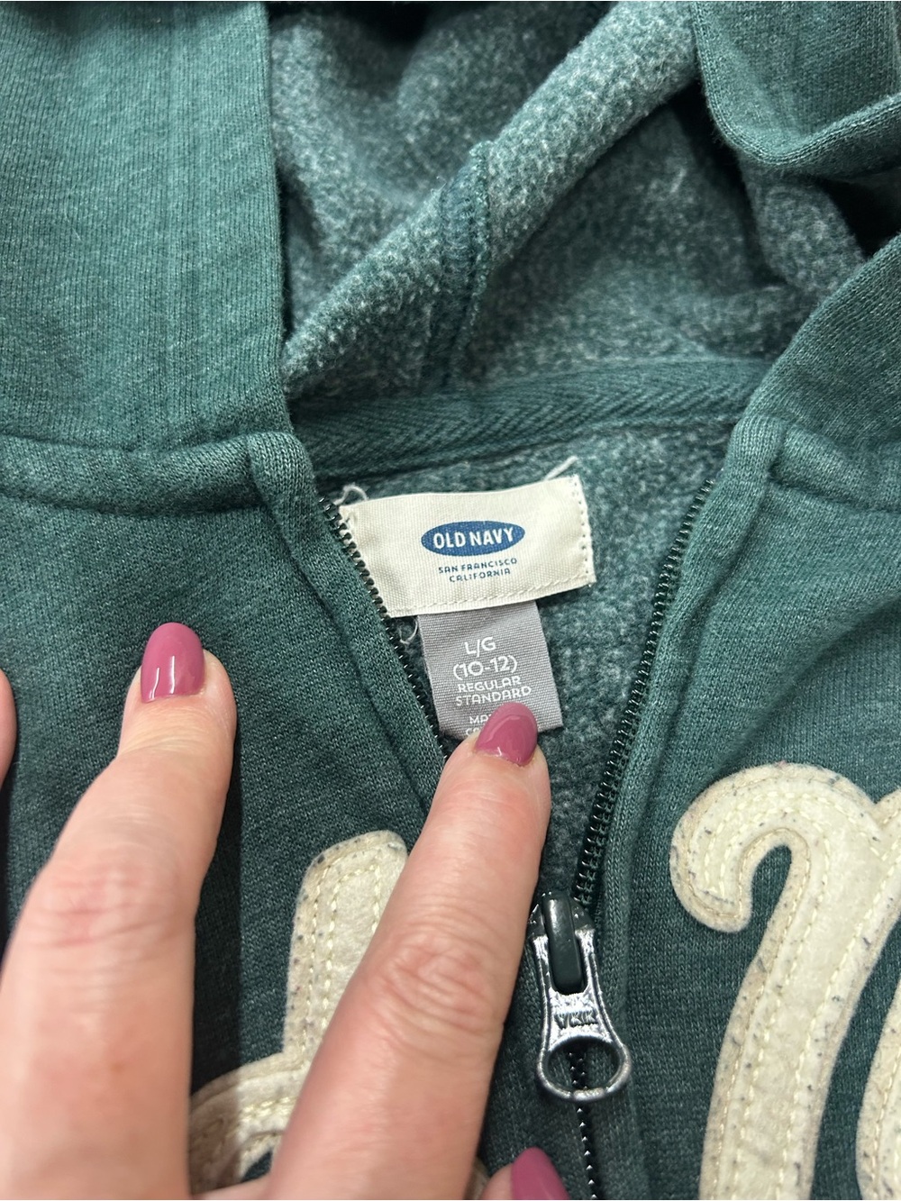 Old Navy boys Teal Green Hooded Zip Sweatshirt